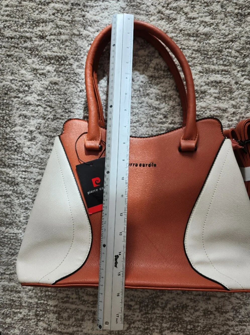 Pierre Cardin Orange and White Structured Satchel